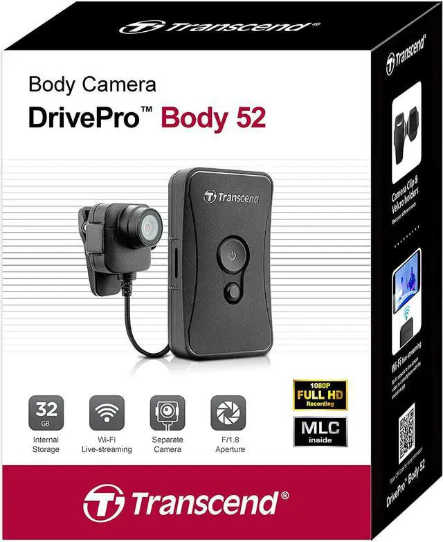 Alt view image 10 of 10 - Transcend DrivePro Body 52 Digital Camcorder - Full HD - Black TS32GDPB52A