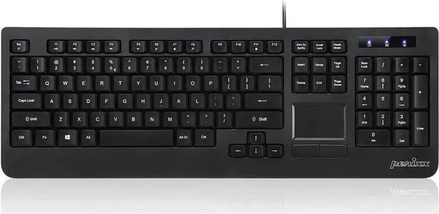 Main image of Perixx PERIBOARD-513II Wired USB Keyboard with Touchpad, Membrane Key Trackpad Keyboard with 10 Hot Keys, Black, Full US Layout