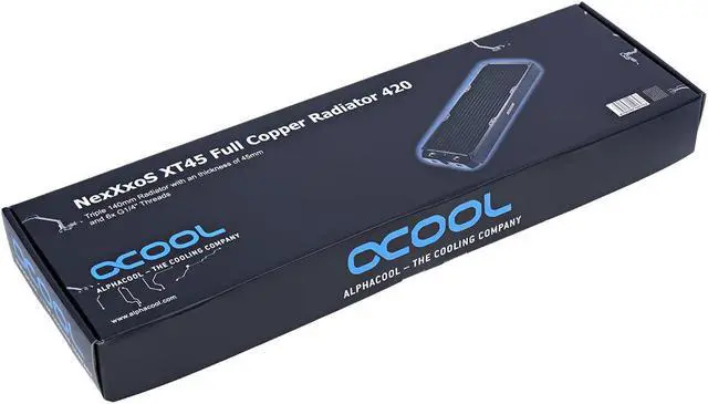 Alt view image 12 of 14 - Alphacool NexXxos XT45 Full Copper Radiator 420, 140mm x 3, Triple Fan, Black