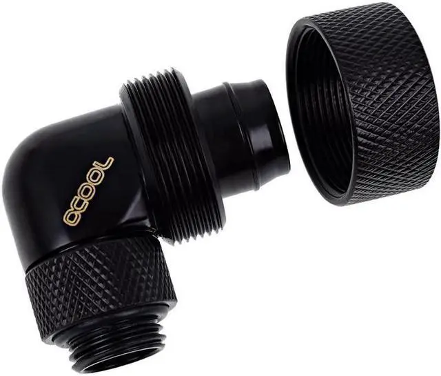 Alt view image 9 of 12 - Alphacool Eiszapfen G1/4" to 13mm ID, 19mm OD Compression Fitting for Soft Tubing, 90 Degree Rotary, Deep Black