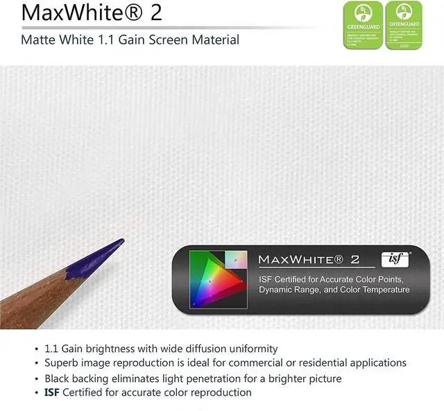 Alt view image 3 of 7 - Elite Screens Manual Series, 150-INCH 16:9, Pull Down Manual Projector Screen & 6" White Projector Screen L-Brackets, Single Metal Welded Construction, Wall or Ceiling Mount