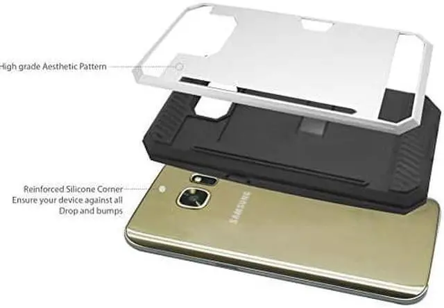 Alt view image 4 of 12 - WHITE RUGGED TPU HARD CASE CREDIT CARD SLOT STAND FOR SAMSUNG GALAXY S7 EDGE