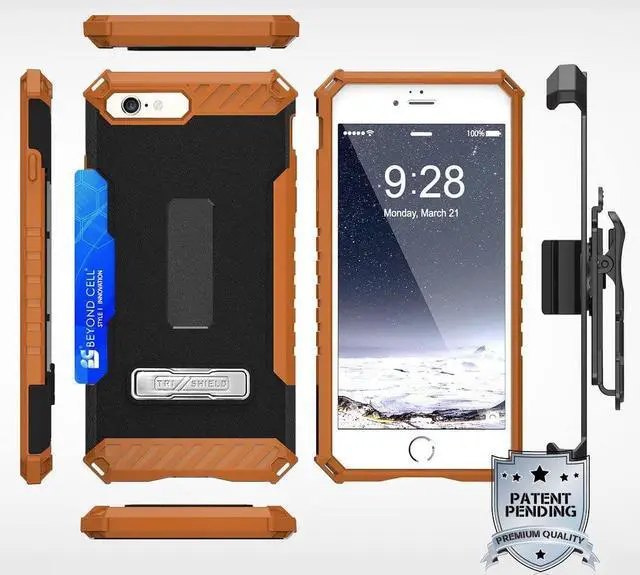 Alt view image 8 of 13 - BROWN TRI-SHIELD STAND CASE BELT CLIP HOLSTER STRAP CARD SLOT FOR iPHONE 7/8