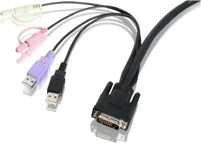 Alt view image 3 of 3 - IOGEAR 2-Port Dual-Link DVI Cable KVM with Audio, GCS982U