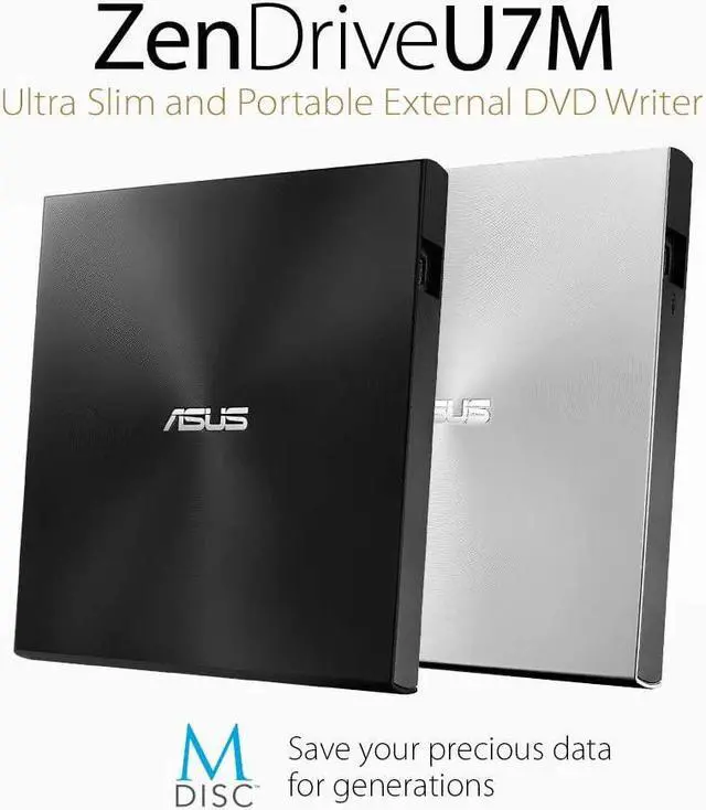 Alt view image 7 of 15 - ASUS ZenDrive U7M SDRW-08U7M-U - Disk drive - DVD?RW (?R DL) / DVD-RAM - 8x/8x/5x - USB 2.0 - external - black