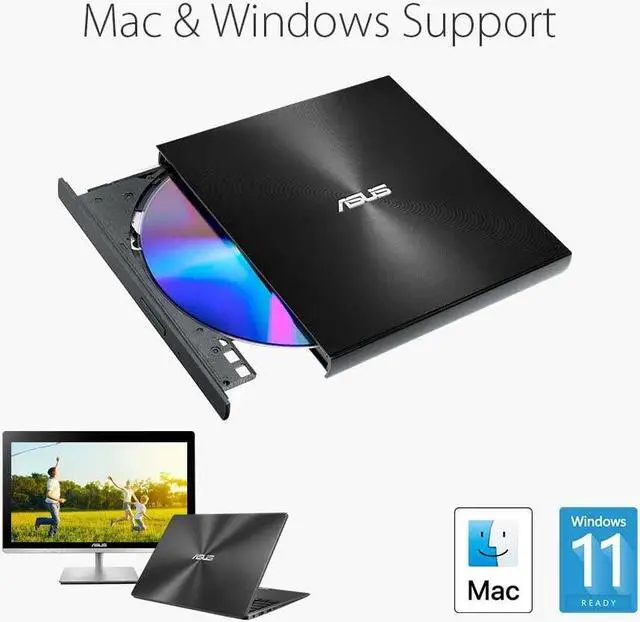 Alt view image 10 of 15 - ASUS ZenDrive U7M SDRW-08U7M-U - Disk drive - DVD?RW (?R DL) / DVD-RAM - 8x/8x/5x - USB 2.0 - external - black