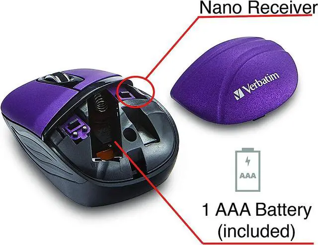 Alt view image 16 of 20 - Verbatim Wireless Mini Travel Mouse, Commuter Series - Purple