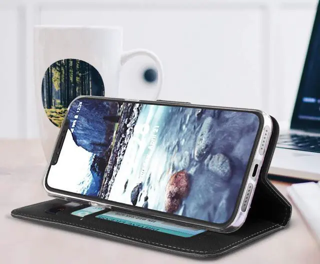 Alt view image 4 of 12 - Black/Brown Wallet Case Cover Stand Wrist Strap for Apple iPhone Xs Max 6.5"