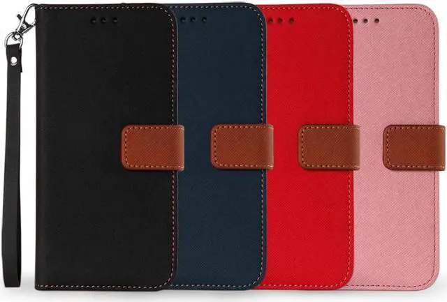 Alt view image 7 of 12 - Black/Brown Wallet Case Cover Stand Wrist Strap for Apple iPhone Xs Max 6.5"