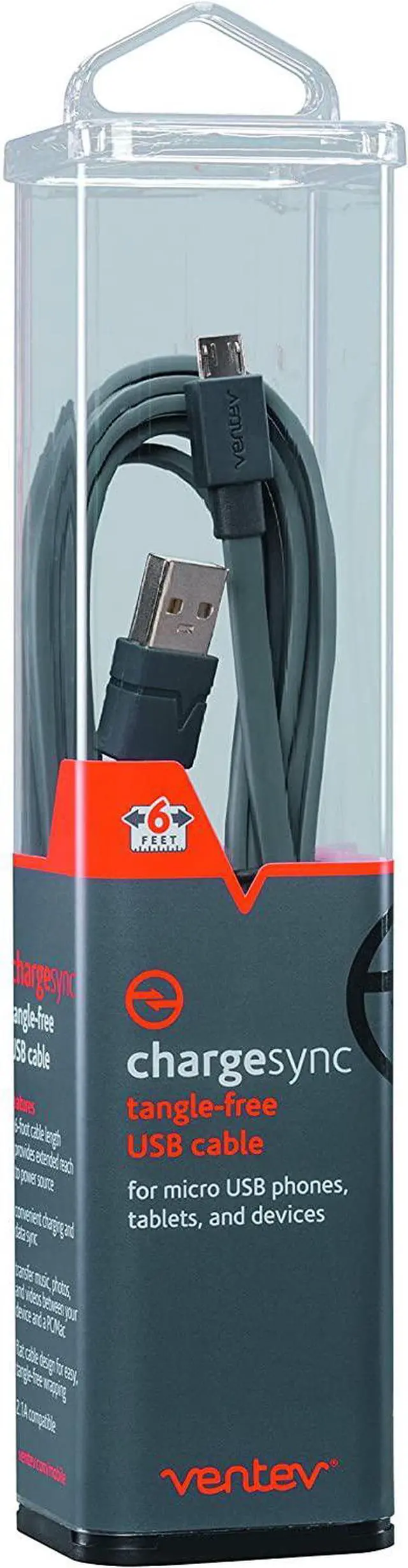 Alt view image 12 of 14 - Ventev Charge/Sync Cable Micro USB 6ft Grey Charge/Sync Cables