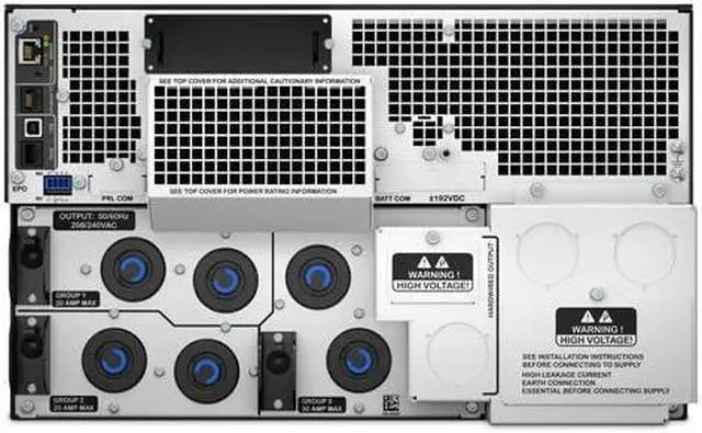 Alt view image 4 of 6 - APC by Schneider Electric Smart-UPS SRT 10000VA RM 208V - 10000 VA/10 kW - 208 V AC - 4 Minute Stand-by Time - 6U Rack-mountable - 1 x Hard Wire 3-wire (2PH + G), 4 x NEMA L6-20R, 2 x NEMA L6-30R