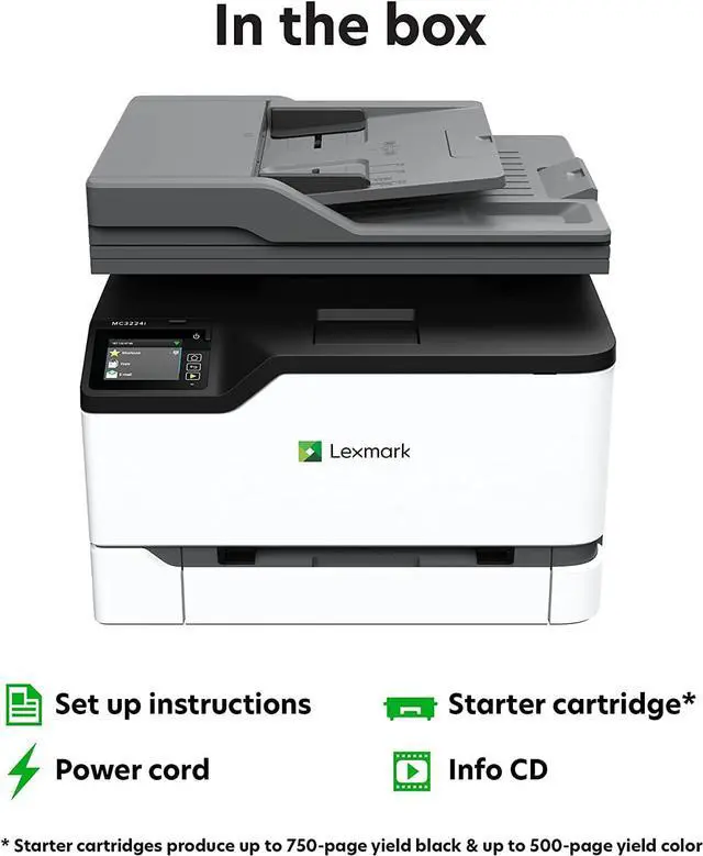 Alt view image 14 of 20 - Lexmark GO Line MC300 MC3224i Wireless Laser Multifunction Printer - Color - Copier/Printer/Scanner - 24 ppm Mono/24 ppm Color Print - 2400 x 600 dpi Print - Automatic Duplex Print - Upto 30000 Pages