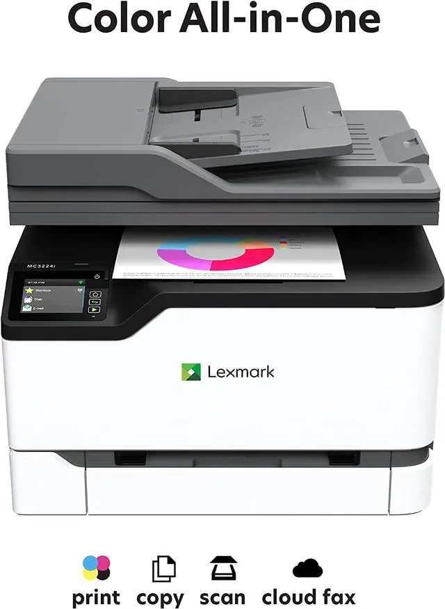 Alt view image 12 of 20 - Lexmark GO Line MC300 MC3224i Wireless Laser Multifunction Printer - Color - Copier/Printer/Scanner - 24 ppm Mono/24 ppm Color Print - 2400 x 600 dpi Print - Automatic Duplex Print - Upto 30000 Pages