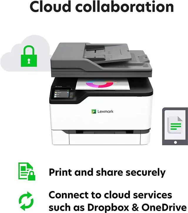 Alt view image 17 of 20 - Lexmark GO Line MC300 MC3224i Wireless Laser Multifunction Printer - Color - Copier/Printer/Scanner - 24 ppm Mono/24 ppm Color Print - 2400 x 600 dpi Print - Automatic Duplex Print - Upto 30000 Pages