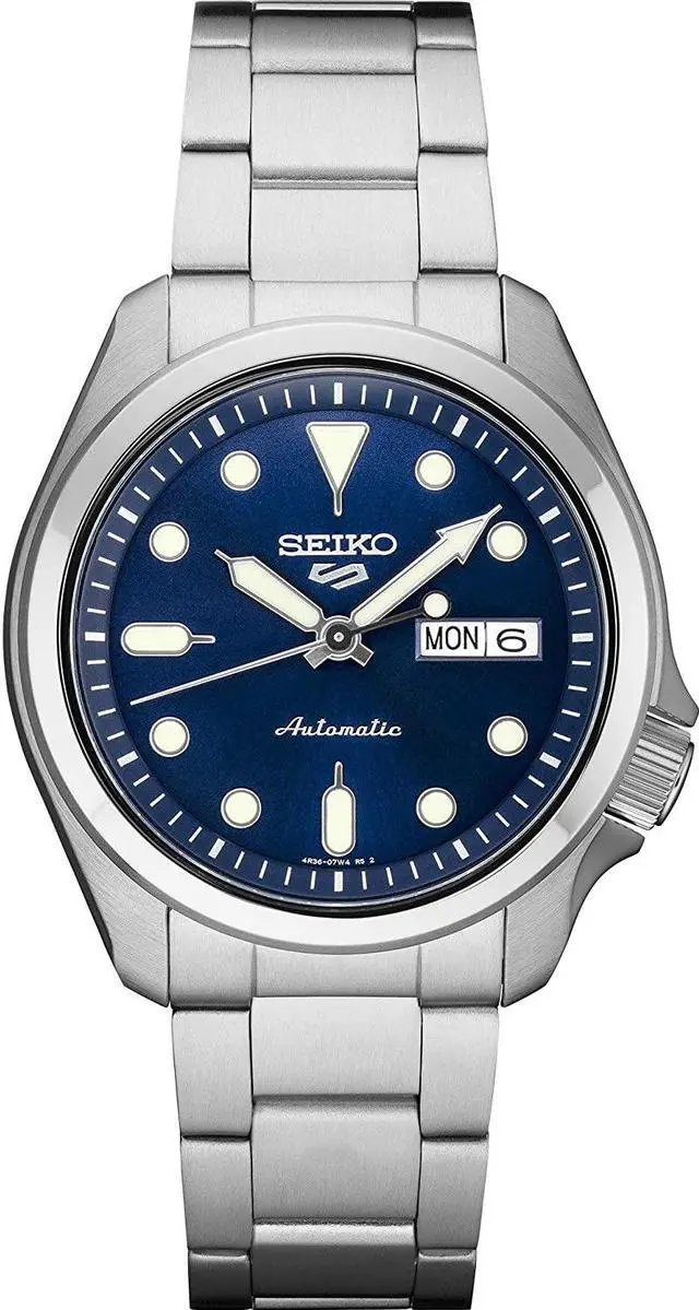 Alt view image 2 of 3 - Seiko SRPE53 5 Sports 24-Jewel Stainless Steel Watch with Blue Dial