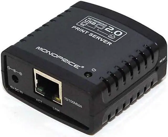 Alt view image 10 of 14 - Monoprice Networking USB 2.0 Print Server - Black
