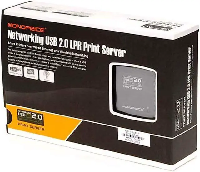 Alt view image 14 of 14 - Monoprice Networking USB 2.0 Print Server - Black