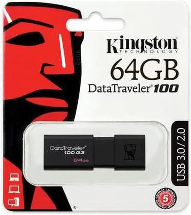 Alt view image 11 of 11 - Kingston 64GB DataTraveler 100 G3 USB 3.0 Flash Drive (DT100G3/64GBCR)