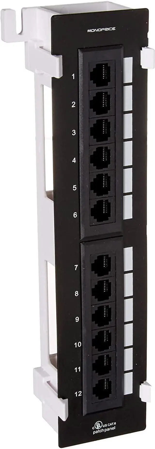 Alt view image 17 of 20 - Monoprice 12-port Vertical Cat6 Mini Patch Panel With Screws, UL Listed, 110 Type (568A/B Compatible)