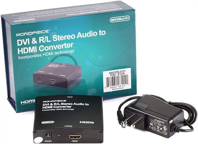 Alt view image 7 of 7 - Monoprice DVI and R/L Stereo Audio to HDMI Converter