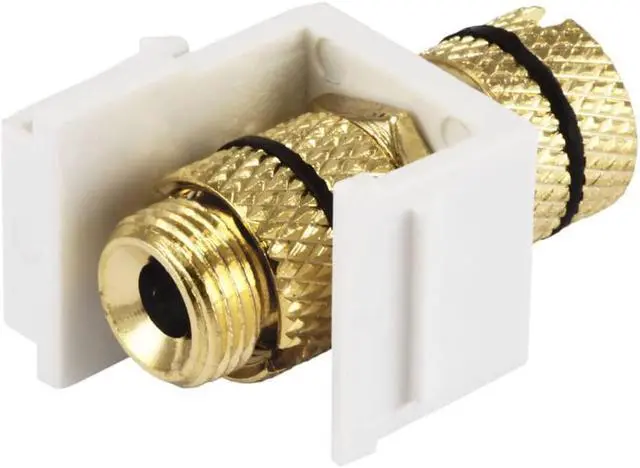 Alt view image 6 of 6 - Monoprice Keystone Jack/Banana Jack With Black Ring - White - Screw Type, For Home Theater, Speaker Wire And More
