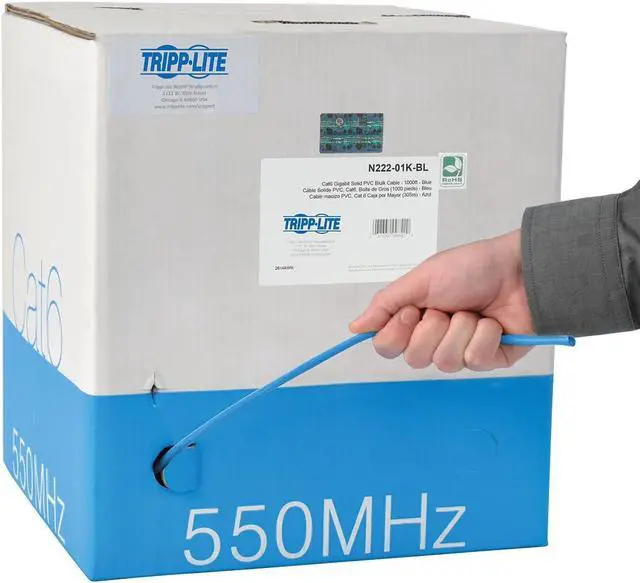 Alt view image 2 of 5 - Tripp Lite Cat6 Gigabit Bulk Solid PVC Cable Blue, 1000-ft.(N222-01K-BL)
