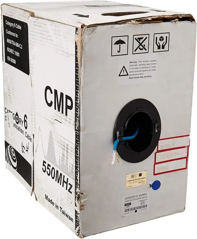 Alt view image 3 of 18 - Monoprice Cat6 Ethernet Bulk Cable - 1000 Feet - Blue | Network Internet Cord - Solid, 550Mhz, UTP, CMP, Plenum, Pure Bare Copper Wire, 23AWG, No Logo