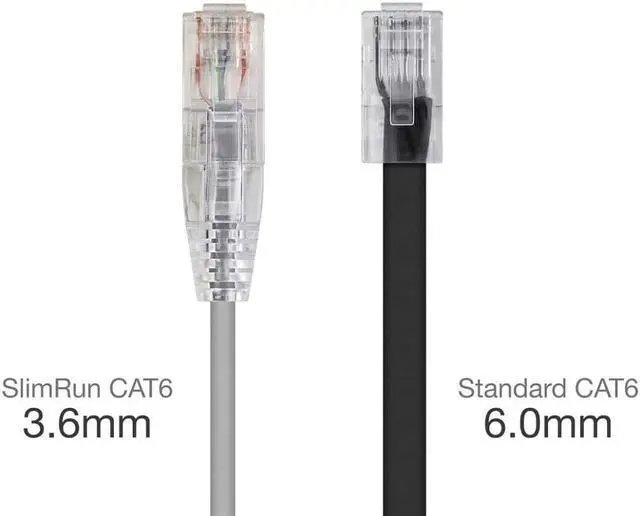Alt view image 12 of 20 - Monoprice Cat6 Ethernet Patch Cable - 5 feet - Gray | Snagless RJ45 Stranded 550MHz UTP CMR Riser Rated Pure Bare Copper Wire 28AWG - SlimRun Series
