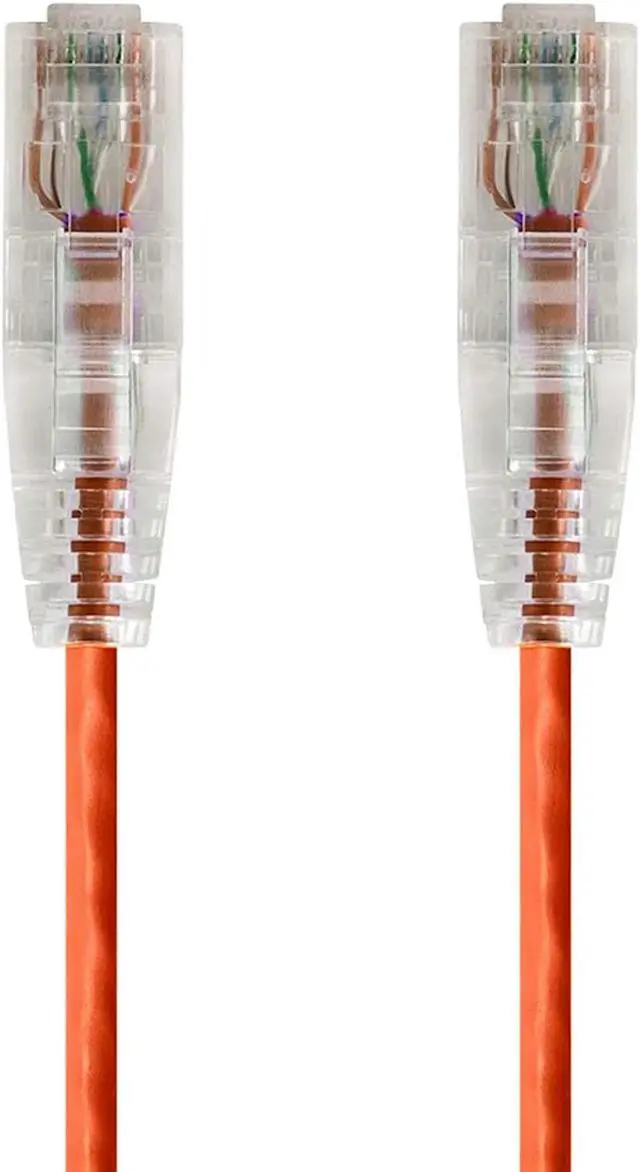 Alt view image 7 of 15 - Monoprice Cat6 Ethernet Patch Cable - 14 Feet - Orange | Snagless RJ45 Stranded 550MHz UTP CMR Riser Rated Pure Bare Copper Wire 28AWG - SlimRun Series