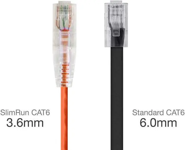Alt view image 8 of 15 - Monoprice Cat6 Ethernet Patch Cable - 14 Feet - Orange | Snagless RJ45 Stranded 550MHz UTP CMR Riser Rated Pure Bare Copper Wire 28AWG - SlimRun Series
