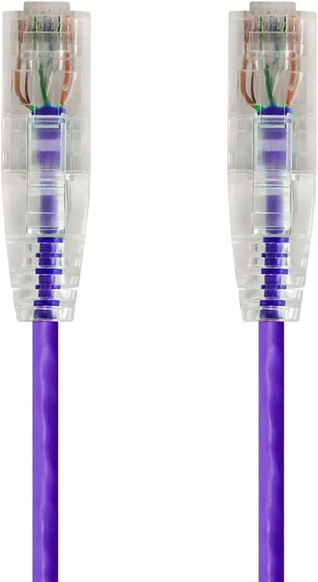 Alt view image 6 of 14 - Monoprice Cat6 Ethernet Patch Cable - 14 feet - Purple, Snagless RJ45 Stranded 550MHz UTP CMR Riser Rated Pure Bare Copper Wire 28AWG - SlimRun Series