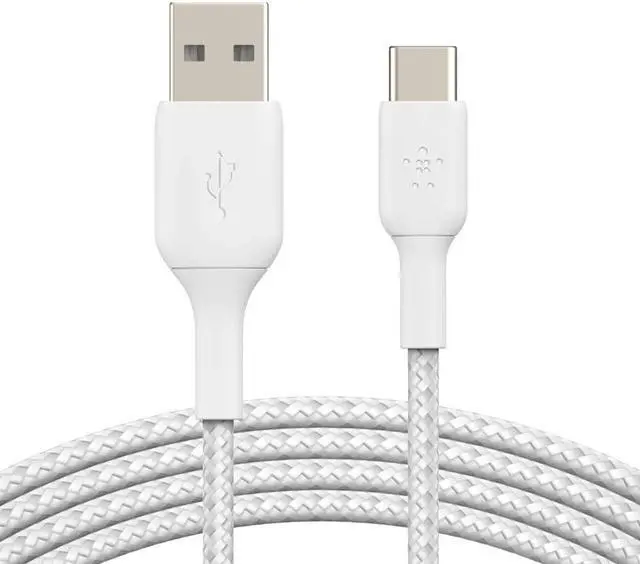 Alt view image 6 of 12 - Belkin Braided USB-C to USB-A Cable (2m / 6.6ft, White) CAB002BT2MWH