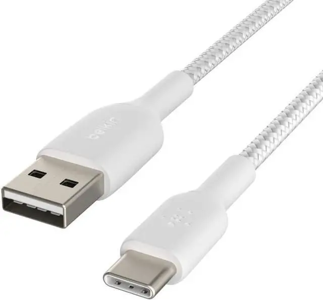 Alt view image 7 of 12 - Belkin Braided USB-C to USB-A Cable (2m / 6.6ft, White) CAB002BT2MWH