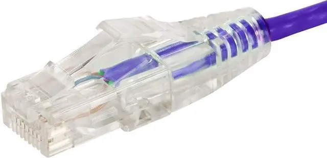 Alt view image 8 of 14 - Monoprice Cat6 Ethernet Patch Cable - 14 feet - Purple, Snagless RJ45 Stranded 550MHz UTP CMR Riser Rated Pure Bare Copper Wire 28AWG - SlimRun Series