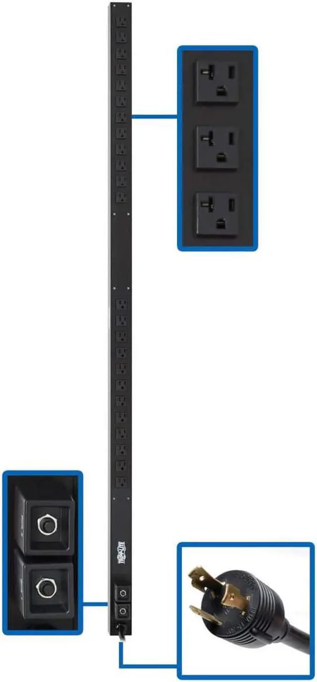 Alt view image 10 of 16 - Tripp Lite PDU Basic 24 5-15/20R L5-30P 2.9kW 120V 10ft Cord 63.75in 0U PDUV30