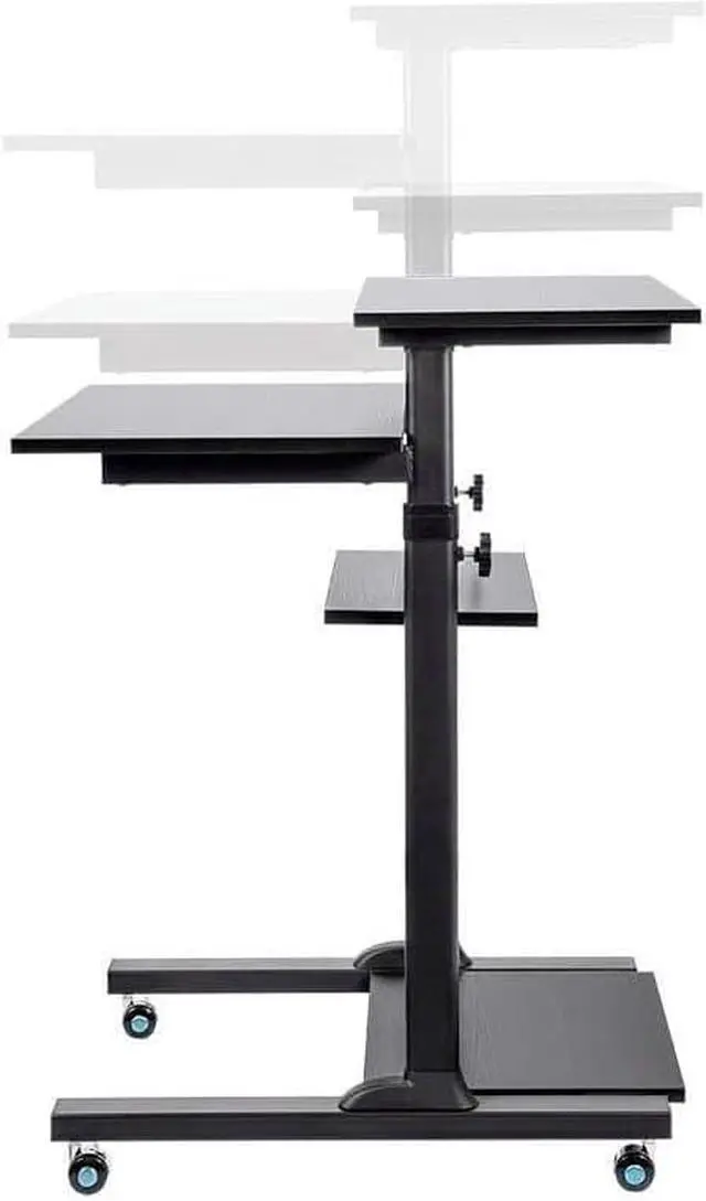Alt view image 9 of 16 - Monoprice Height Adjustable PC Workstation Cart for Sit-Stand