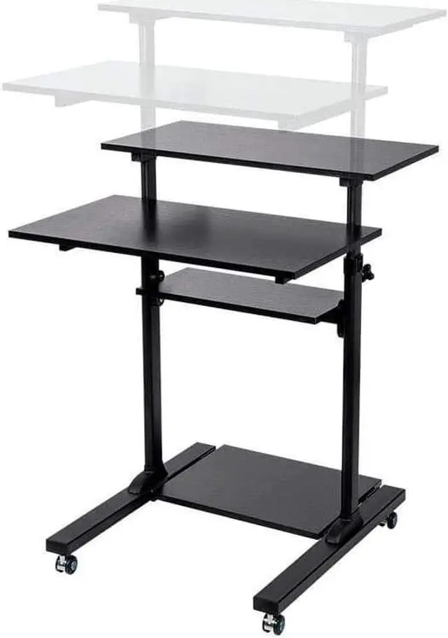 Alt view image 8 of 16 - Monoprice Height Adjustable PC Workstation Cart for Sit-Stand
