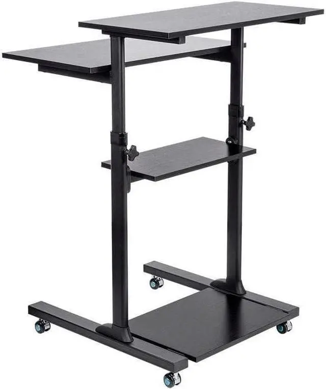 Alt view image 10 of 16 - Monoprice Height Adjustable PC Workstation Cart for Sit-Stand