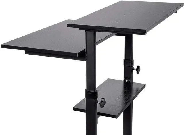 Alt view image 11 of 16 - Monoprice Height Adjustable PC Workstation Cart for Sit-Stand