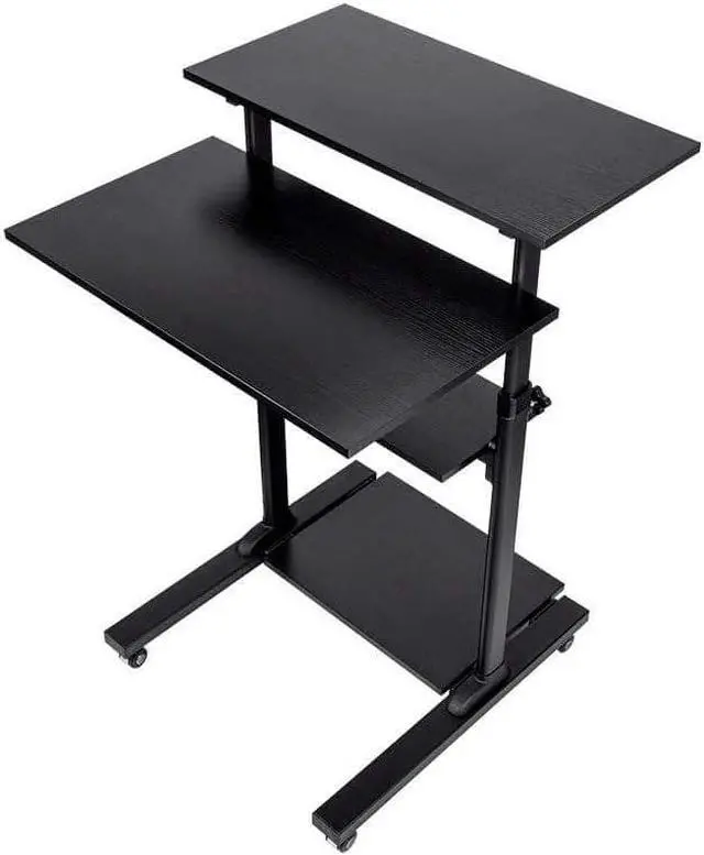 Alt view image 12 of 16 - Monoprice Height Adjustable PC Workstation Cart for Sit-Stand