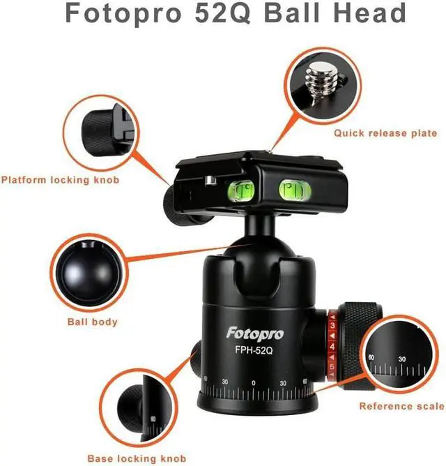 Alt view image 10 of 12 - FotoPro X-Go Chameleon 4-Section Aluminum Tripod with FPH-52Q Ball Head, Black