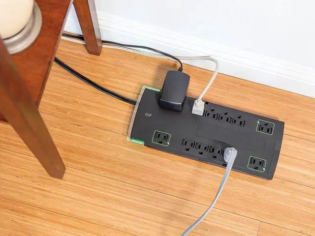 Alt view image 11 of 14 - Monoprice 12 Outlet Slim Surge Protector Power Strip - 10 Feet - Black | Heavy Duty Cord | UL Rated, 4,230 Joules With Grounded And Protected Light Indicator