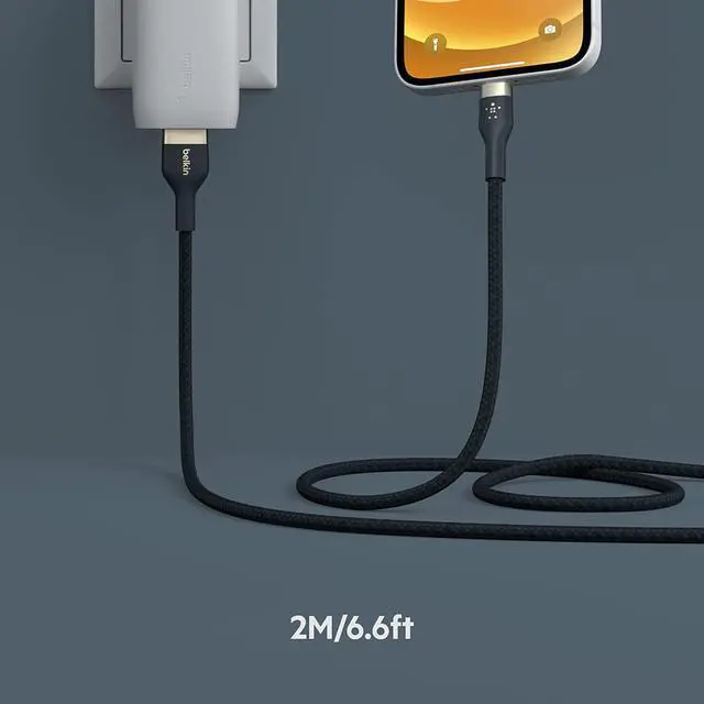Alt view image 2 of 11 - BELKIN BOOST CHARGE PRO Flex Blue USB-A Cable with Lightning Connector - 6.56 ft.