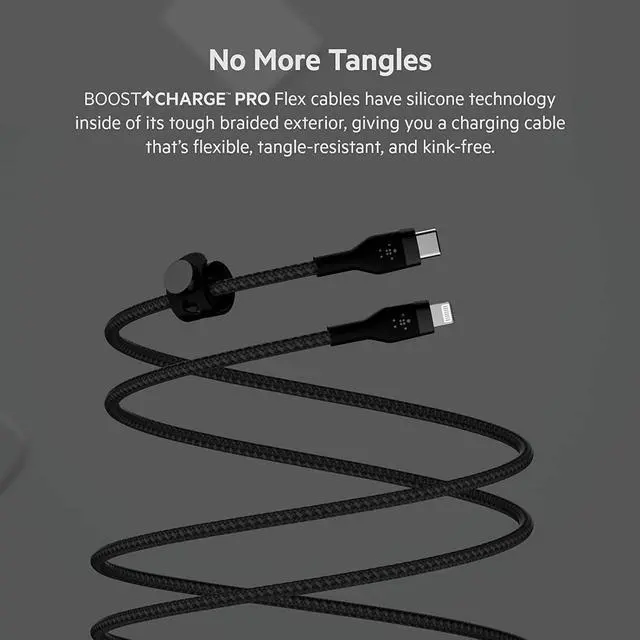 Alt view image 6 of 16 - Belkin USB-C Cable with Lightning Connector CAA011BT2MBK