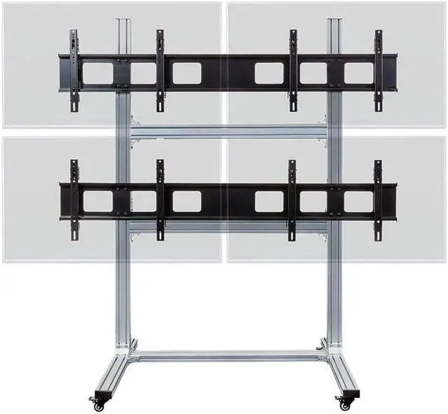 Alt view image 10 of 20 - Monoprice Commercial Series 2x2 Video Wall Mount Bracket System Rolling Display Cart with Micro Adjustment Arms For LED