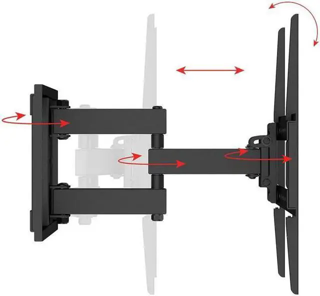 Alt view image 9 of 18 - Monoprice Full Motion TV Wall Mount Bracket For 40" To 90" TVs up to 132lbs, Max VESA 600x400, Works with Concrete, Brick, and Wooden Studs