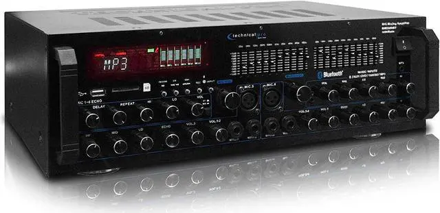 Alt view image 14 of 16 - Technical Pro MM2000BT Pro Mic Mixing Amplifier