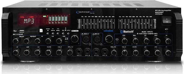 Alt view image 15 of 16 - Technical Pro MM2000BT Pro Mic Mixing Amplifier