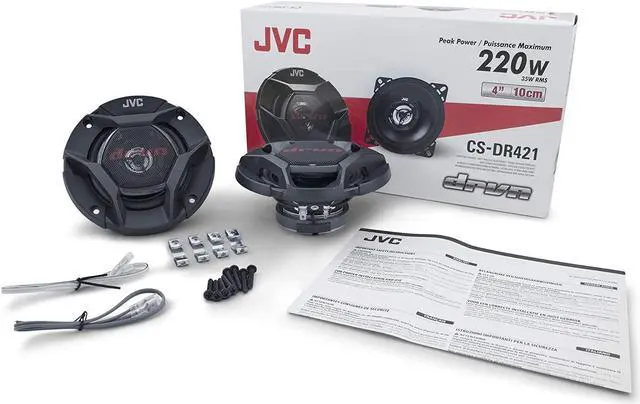 Alt view image 16 of 20 - JVC 4" DRVN CS-DR421 220W Peak (35W RMS) 4" 2-way DRVN Series Coaxial Factory Upgrade Car Speakers (Pair)