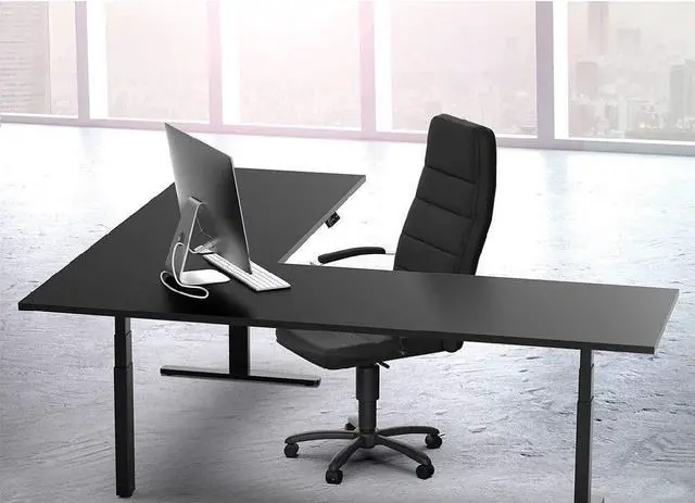 Alt view image 18 of 20 - Monoprice Triple Motor Height Adjustable Sit-Stand Corner Desk Frame - Black | 3 Leg Corner, L Shaped Table Base, Programmable Memory Settings - Workstream Collection